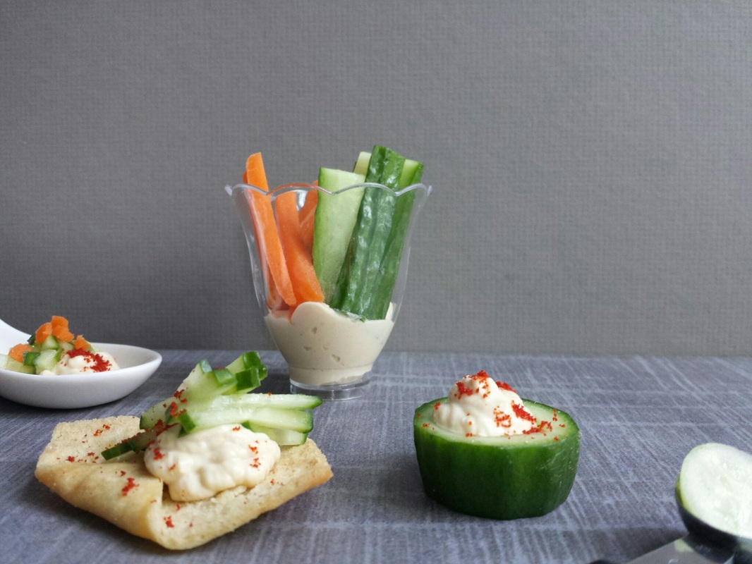 Hummus and Vegetables - 4 ways {pistache and rose}